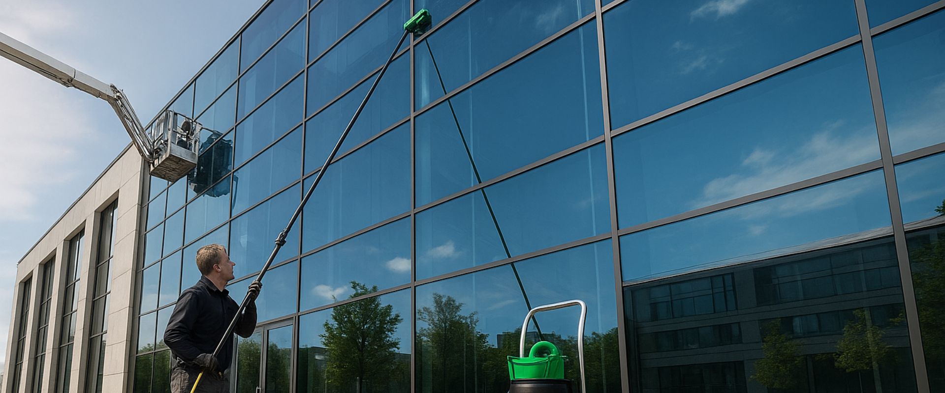 Fensterreiniger von AS Service & Dienstleistung bei der Arbeit